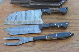 damascus hand forged knife and fork BBQ hunting set From The Eagle Collectio7404 - £85.13 GBP