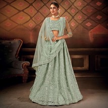 Lehenga Choli Pastel Green Colored Partywear Embroidered Net - £57.37 GBP