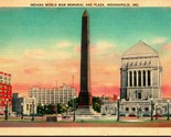 World War Memorial Plaza Indianapolis Indiana IN UNP Unused Linen Postca... - £2.32 GBP