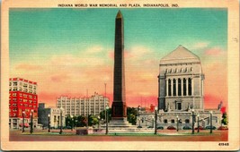 World War Memorial Plaza Indianapolis Indiana IN UNP Unused Linen Postcard C7 - £2.33 GBP