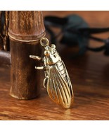 Brass Cicada Figurine, Miniature, Desktop Ornament, Home Decoration, Craft - $18.00