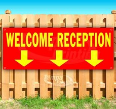 WELCOME RECEPTION DOWN RED/YEL Advertising Vinyl Banner Flag Sign Many S... - $22.02+