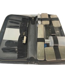 Vintage Mens Travel Toiletry Set Incomplete Case Faux Leather - $36.62