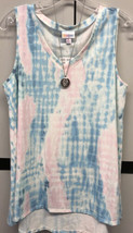 Nwt Lu La Roe Medium Blue Pink White Water Color Tie Dye Kristina Tank Top - £27.75 GBP