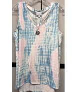 NWT LuLaRoe Medium Blue Pink White Water color Tie Dye KRISTINA Tank Top - £27.37 GBP