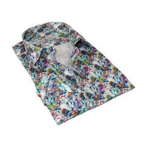 Men's EMILIO CERUTTI Sport Shirt 100% Cotton Long Sleeves #EMC11 Multi Green image 3