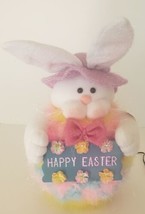 Vintage Fiber Optic Happy Easter Bunny Rabbit Lighted Kids of America 2002 WORKS - £28.10 GBP