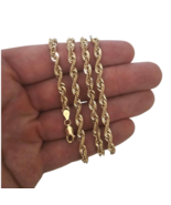 Authenticity Guarantee 
10k Yellow Gold Hollow Diamond Cut Rope Chain Ne... - £408.28 GBP