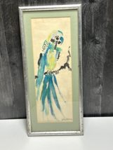 Vintage Signed Watercolor Colorful Parrot Jan Peterson - £26.69 GBP