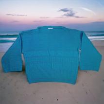 Vtg Sweetree Knit Shirt Made in USA Patterned Aqua Teal Green Shirt - £7.00 GBP
