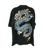 Mens Size Medium Vintage Asian Dragon Front Button Up Shirt Made in Korea - £73.77 GBP