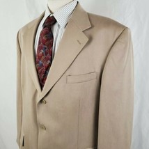 Vintage Oscar De La Renta Sport Coat Jacket 44R 100% Tencel Tan Three Bu... - $29.99