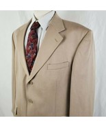 Vintage Oscar De La Renta Sport Coat Jacket 44R 100% Tencel Tan Three Bu... - £23.94 GBP