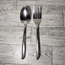 Oneida TWIN STAR 2 Atomic MCM Pieces Salad Fork &amp; Teaspoon Stainless Flatware - £7.01 GBP