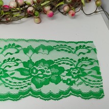 Scalloped 4&quot; Flat Lace Trim Green 1 yd By The Yard (Polyester) Floral Vtg - $1.28