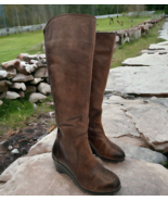 michelle d mid-calf boots brown leather women&#39;s 6.5M zipper stretch back... - €8,48 EUR