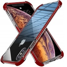 for iPhone X/Xs Transparent TPU 2 in 1 Shockproof Case MAROON - £6.00 GBP