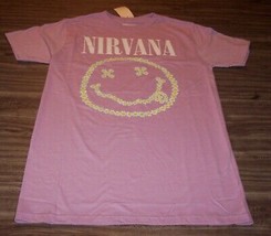 Women&#39;s Nirvana Band Smiley Face T-shirt Medium Purple Lavendar New w/ Tag - £15.82 GBP