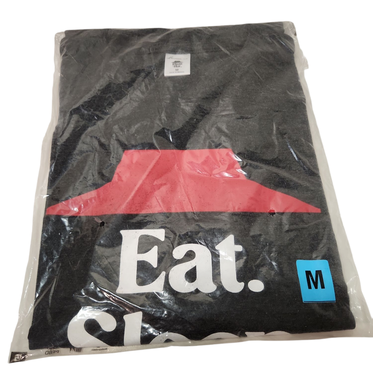 PIZZA HUT Eat Sleep Pizza Repeat Unisex Medium Employee T-Shirt Gray Cre... - $14.85