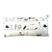 Ikea Whimsical Bird Black and White Lumbar Pillow 12&quot;x24&quot; Birds &amp; Trees Print - $28.04