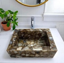 17&quot; x 13&quot; Brown Agate Wash Basin | Handcrafted Gemstone Vessel Sink | Na... - $1,099.00