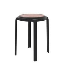 LeisureMod Tresse Round Plastic Dining Stool, Mid-Century Modern Stackab... - $38.81