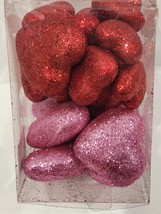 Valentines Day Pink Red Glitter Hearts Vase Bowl Filler Table Scatter 24PC - £15.17 GBP