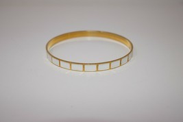 Trifari Crown Gold Tone White Enamel Bangle Bracelet - £11.05 GBP