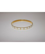 Trifari Crown Gold Tone White Enamel Bangle Bracelet - £11.07 GBP