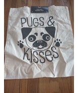 Pug Tote Bags Dog Pugs Kisses Cotton Canvas Reusable Shopping Book Paws - $16.13 CAD