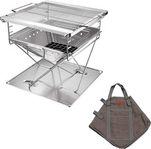 Campingmoon Portable Stainless Steel Wood Burning Grill And Fire Pit, 055 - £144.22 GBP