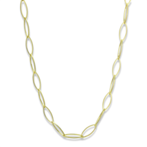LO3721 - Gold &amp; Brush Brass Necklace with No Stone - $527.06 MXN