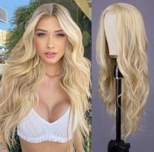Aida ble Mixed Blonde Long Wave Wig for Women -26inch Middle Part Long Curly Wig - £16.71 GBP