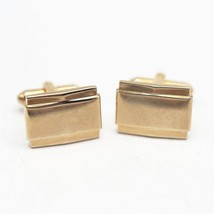 Vintage Gold Tone Rectangle Cuff Links Pair - £27.47 GBP