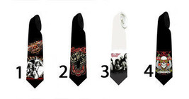 Men necktie with rock bands sculls rock and roll style original and cust... - £23.59 GBP