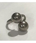 Sterling Silver 950 Ball Bypass Ring Modernist Wrap Ring Sz 7 - $954.75 MXN