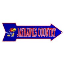 Kansas Jayhawks Country 20&quot; x 6&quot; Embossed Metal Arrow Sign - £7.81 GBP