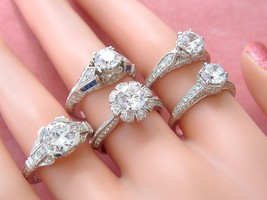 ANTIQUE STYLE .34ctw DIAMOND 18K ENGAGEMENT RING MOUNTING set your 1ct c... - $1,880.01