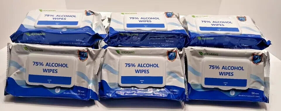 75% Alcohol Wipes, Multipurpose Germs Cleaning Wet Wipes, 12 packs of 50 Counts