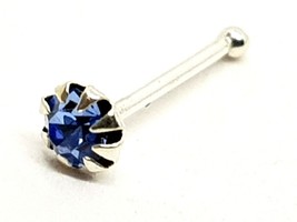 Nose Stud Tiny 2mm Round Blue Lace 22g (0.6mm) Silver Ball End Stud - £3.72 GBP