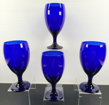 4 Libbey Teardrop Cobalt Iced Tea Glasses Set Vintage Blue Goblets Stemw... - £38.40 GBP