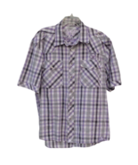 Purple  Multicolor Plaid Check Casual Shirt Mens XL Short Sleeve Chest P... - £6.22 GBP