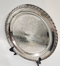 Oneida Silversmiths Silverplated Platter 10&quot; Ornate Tray MCM Ancestral H... - $23.30 CAD