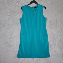 Lands End Womens Teal Sleeveless Round Neck Sheath Dress Size 14P - $37.56