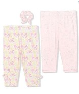 Pink &amp; Yellow Floral Glitter Leggings and Scrunchie Set - £8.48 GBP