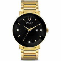 Bulova Futuro Men&#39;s Gold Diamond Black Dial  97D116 (FEDEX 2 DAY) - £300.66 GBP