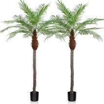 Artificial Palm Tree 8.5Ft Tall Trees Plants 18 Leaves 102In Outdoor Palm Trees  - £336.10 GBP