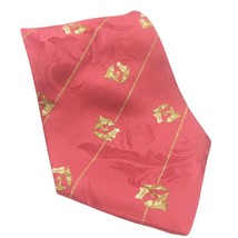 AKM Red Gold Floral Diagonal Novelty Silk Necktie  - $19.80