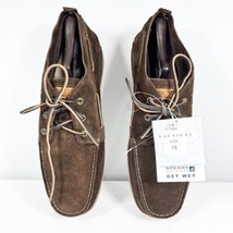 Sperry Topsider Olive Brown Suede Boat Deck Shoes Crepe Sole Men&#39;s Us 13 New - $59.39