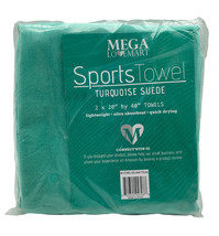 MEGALOVEMART Turquoise Suede Absorbent Microfiber 20&quot; x 40&quot; Sport Towels, 2pc - £8.12 GBP